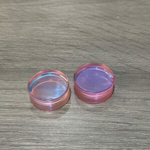 Pink and Blue Iridescent Containers